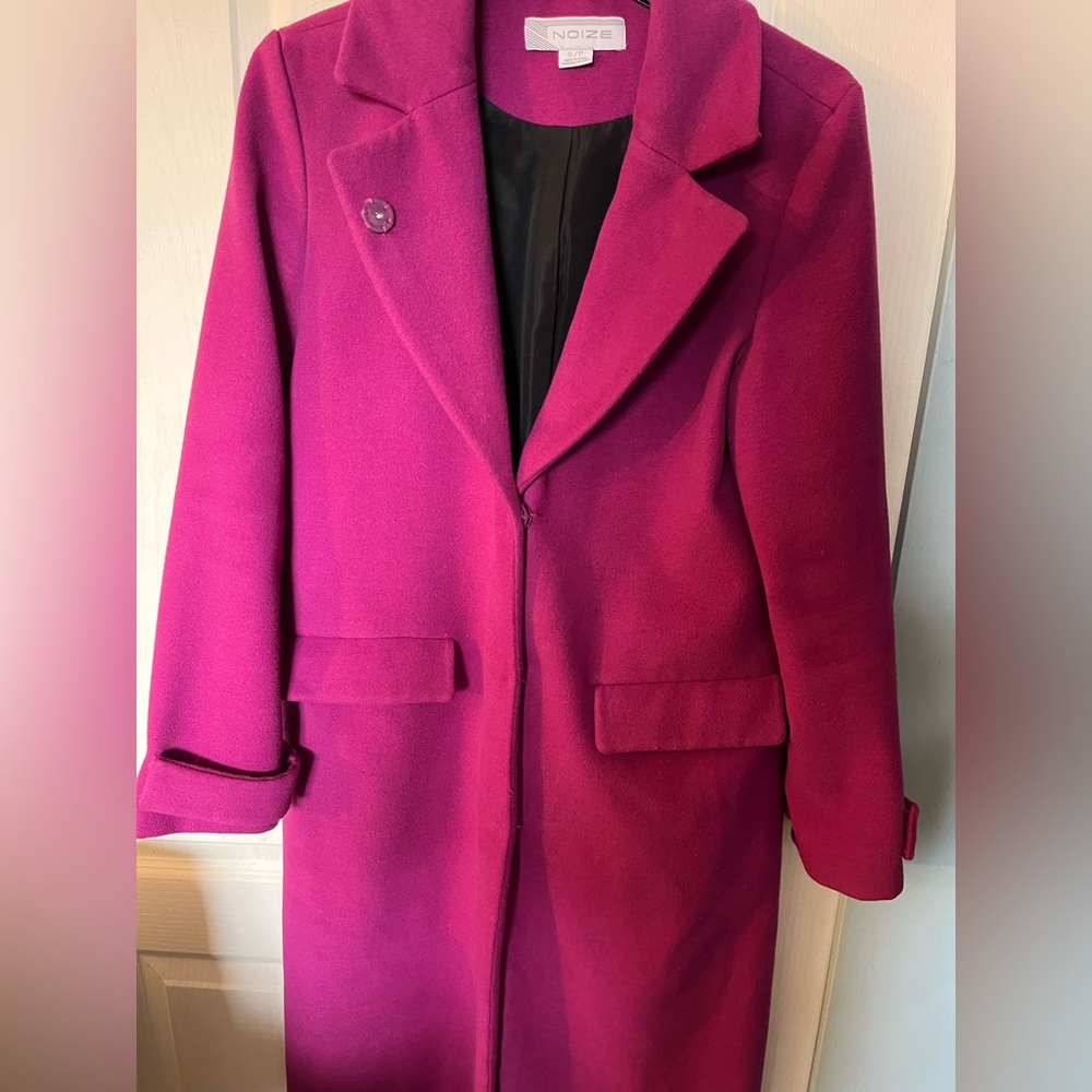 Noize magenta long vegan wool jacket
